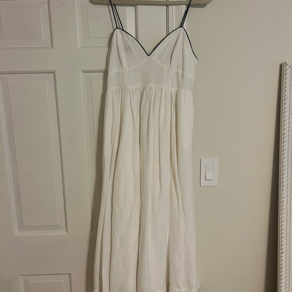 Anthropologie Maeve White Dress with Navy Accents